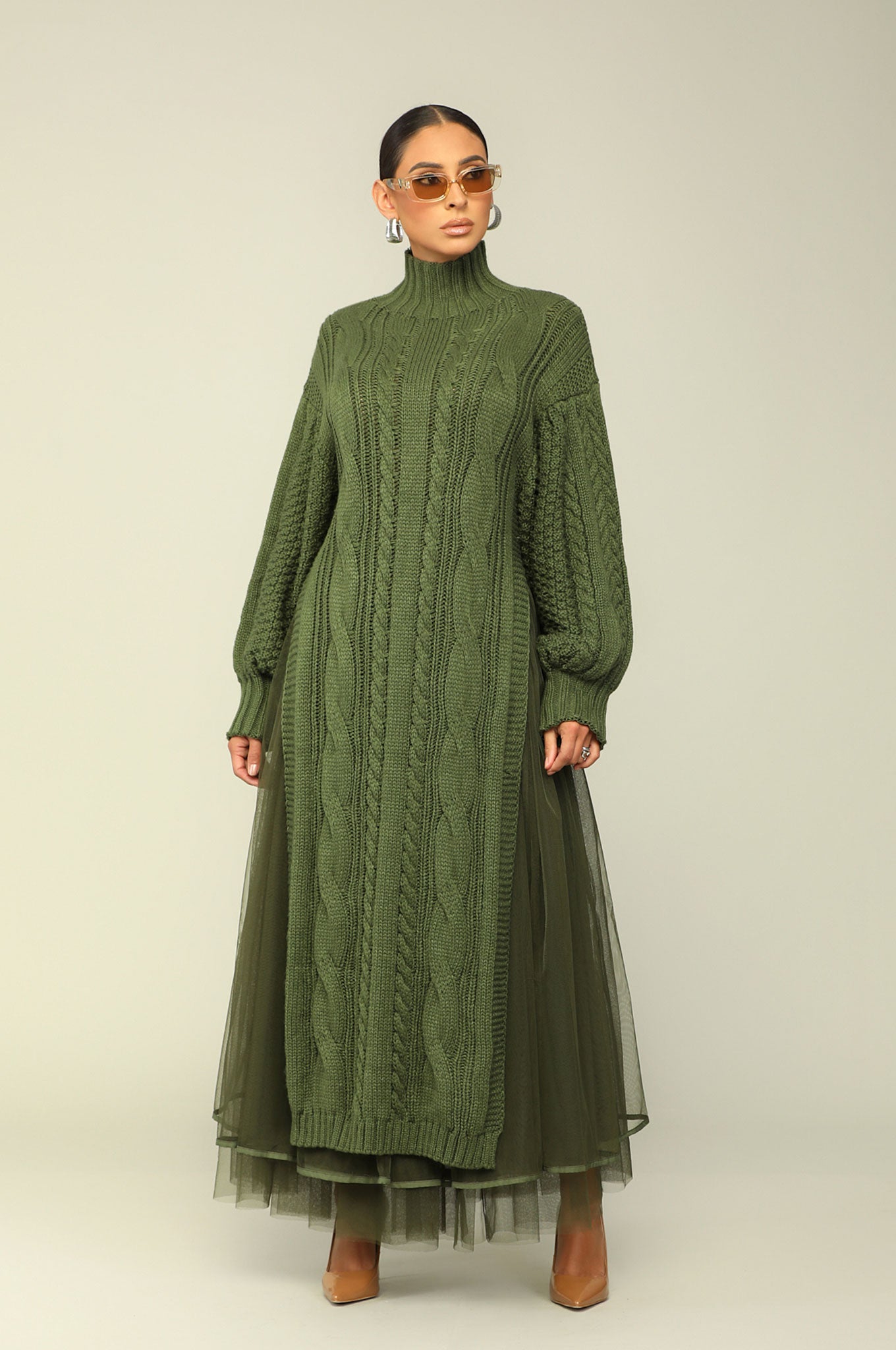 MAXIMIZE YOUR POTENTIAL KNIT SWEATER DRESS - OLIVE  [PRE-ORDER 2/15] - Kosmios