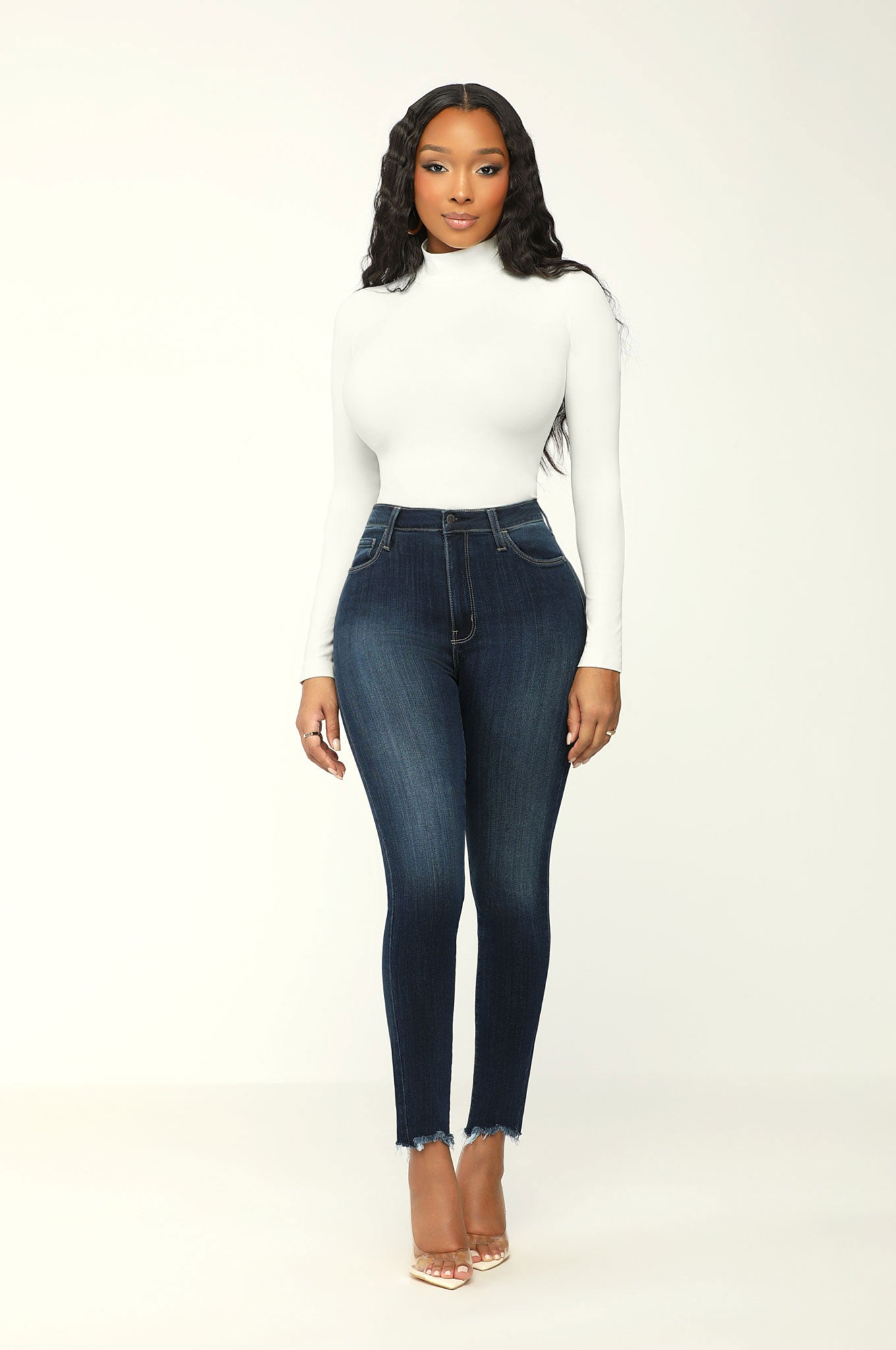 High waisted jeans outlet turtleneck