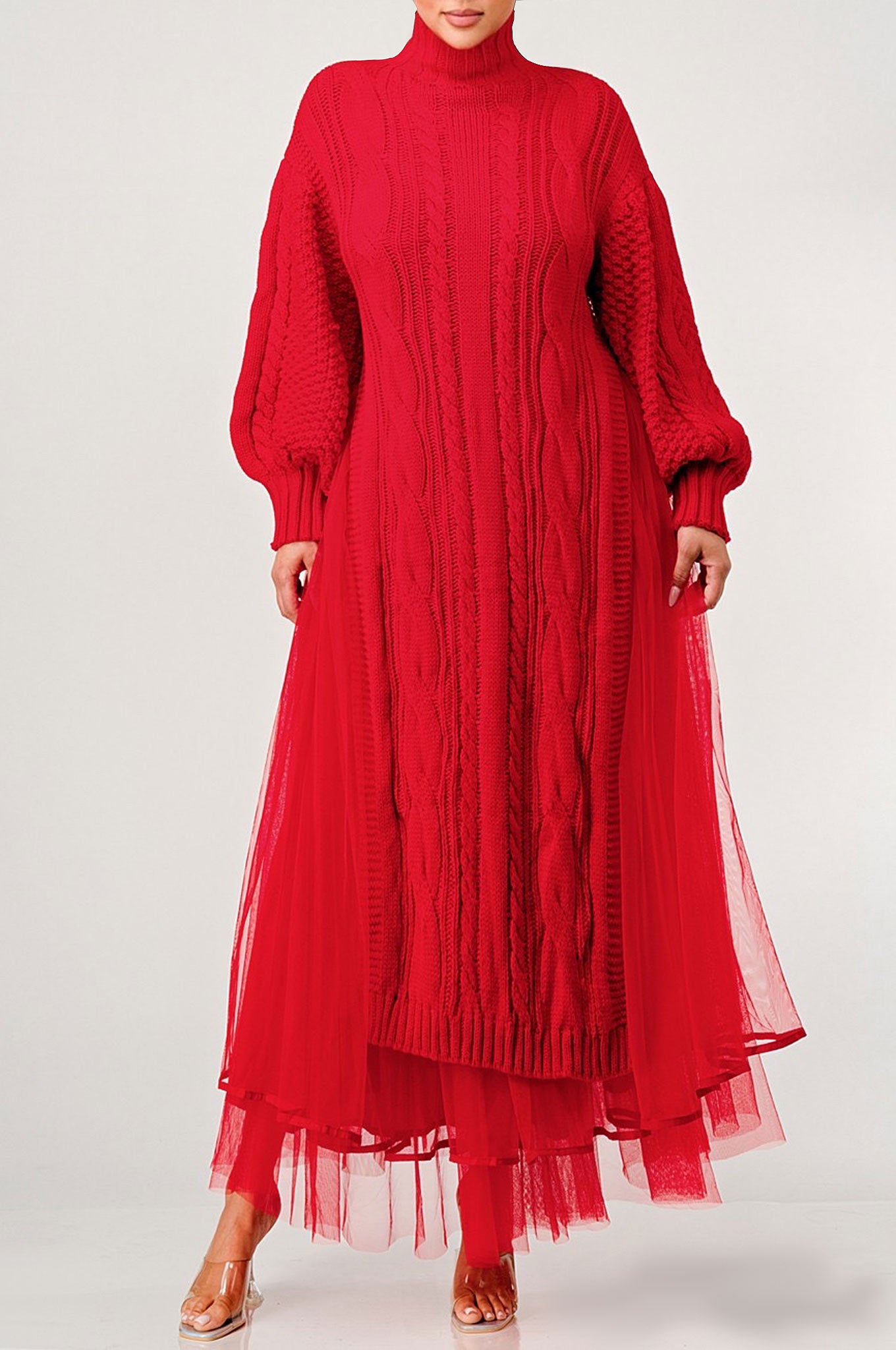 MAXIMIZE YOUR POTENTIAL KNIT SWEATER DRESS - RED - Kosmios