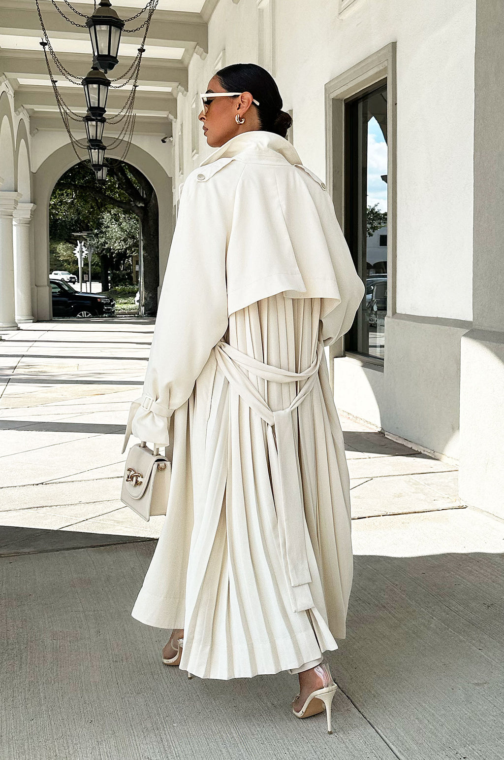 WALKING IN GRACE PLEATED TRENCH COAT- IVORY [PRE-ORDER 9/30] | Kosmios