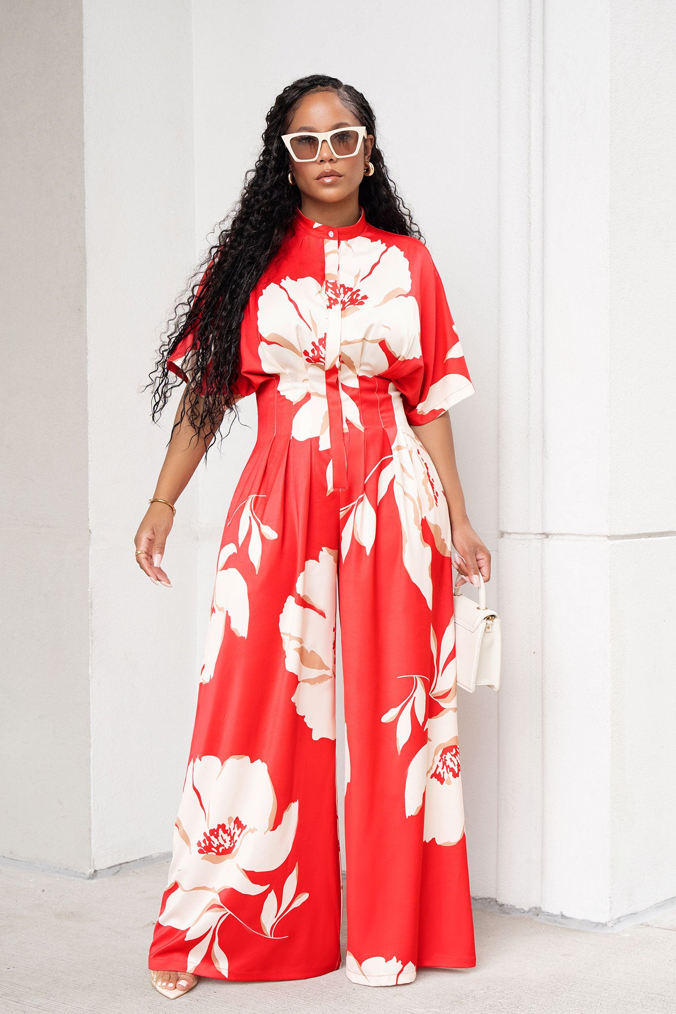 HAVE YOUR WAY JUMPSUIT-RED FLORAL [PRE-ORDER 7/30] - Kosmios